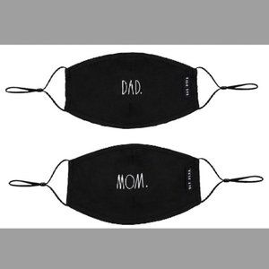 Rae Dunn Face Masks, Mom/Dad Design- Black, Set